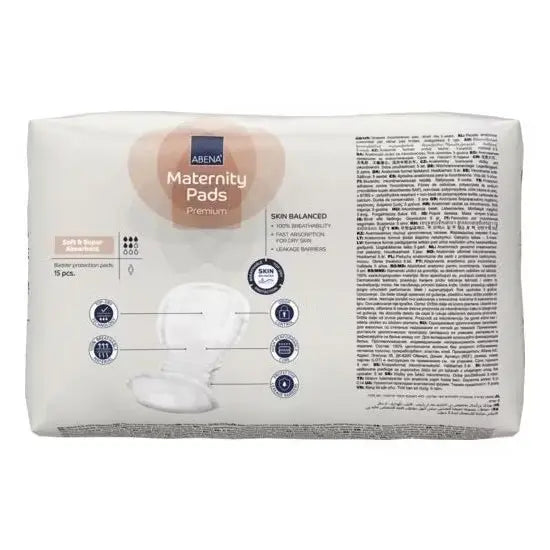 Serviettes maternité Abena - Carton de 18 paquets (270 unités)
