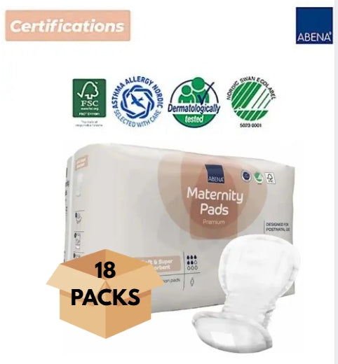 Serviettes maternité Abena - Carton de 18 paquets (270 unités)