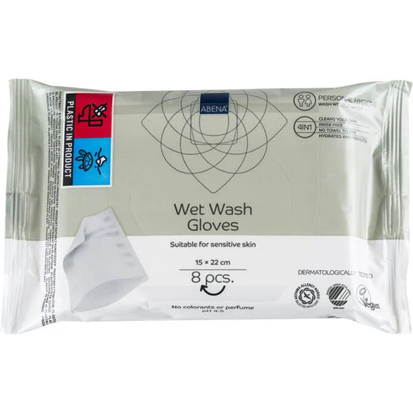 Abena Gants de Toilette humides - Carton de 30 paquets 240 unités